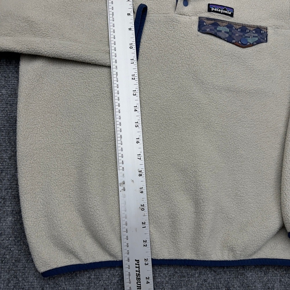 Patagonia Lightweight Synchilla Snap-T Womens S Pelican Stone Blue Aztec Pocket - Picture 9 of 10